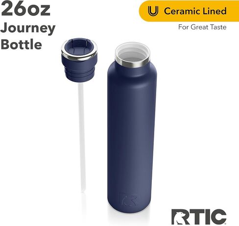 RTIC 26oz Journey Bottle Metal Stainless Steel Vacuum Insulated, BPA Free, Reusable, for Water, Hot and Cold Drinks, Travel, Sports, Camping, Navy in Kuwait