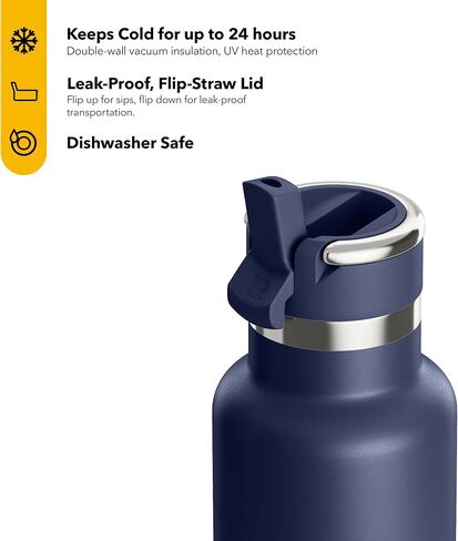 RTIC 26oz Journey Bottle Metal Stainless Steel Vacuum Insulated, BPA Free, Reusable, for Water, Hot and Cold Drinks, Travel, Sports, Camping, Navy in Kuwait