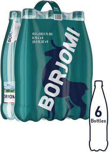 Borjomi Sparkling Natural Mineral Water, Plastic Bottles, 25.3 Fl Oz (Pack of 6) in Saudi Arabia