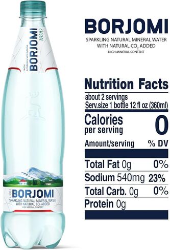 Borjomi Sparkling Natural Mineral Water, Plastic Bottles, 25.3 Fl Oz (Pack of 6) in Saudi Arabia