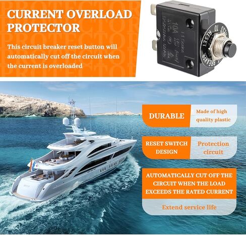 HUWREW 3 Amp Push Button Circuit Breaker 125-250V AC 50V DC L1 Series Manual Reset Thermal Circuit Breaker 3A Thermal Overload Protector (Pack of 2) in Kuwait