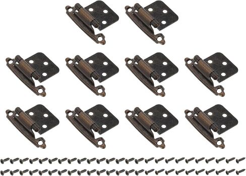 uxcell Cabinet Kitchen Inset Hinges, 20Pcs 1/2" Overlay Semi-Concealed Hinges Face Mount Cabinet Hardware Self-Closing Cabinet Hinges with Screws, Red Bronze in Saudi Arabia