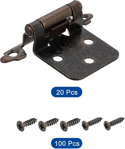 uxcell Cabinet Kitchen Inset Hinges, 20Pcs 1/2" Overlay Semi-Concealed Hinges Face Mount Cabinet Hardware Self-Closing Cabinet Hinges with Screws, Red Bronze in Saudi Arabia