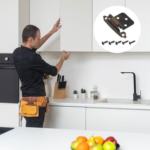 uxcell Cabinet Kitchen Inset Hinges, 20Pcs 1/2" Overlay Semi-Concealed Hinges Face Mount Cabinet Hardware Self-Closing Cabinet Hinges with Screws, Red Bronze in Saudi Arabia