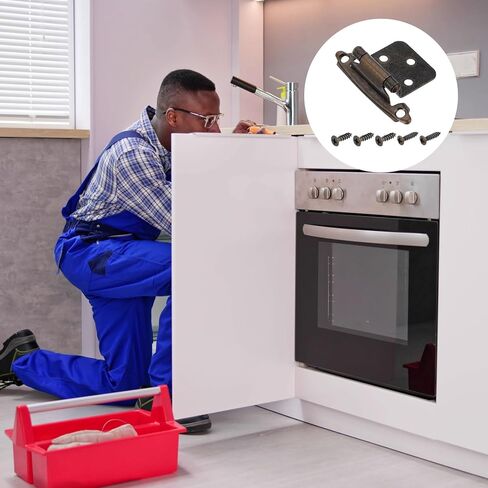 uxcell Cabinet Kitchen Inset Hinges, 20Pcs 1/2" Overlay Semi-Concealed Hinges Face Mount Cabinet Hardware Self-Closing Cabinet Hinges with Screws, Red Bronze in Saudi Arabia