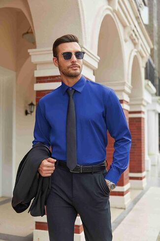 COOFANDY Mens Dress Shirts Long Sleeve Wrinkle Free Button Down Shirt Stretch Formal Business Shirts in Saudi Arabia