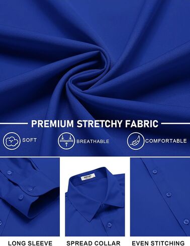 COOFANDY Mens Dress Shirts Long Sleeve Wrinkle Free Button Down Shirt Stretch Formal Business Shirts in Saudi Arabia