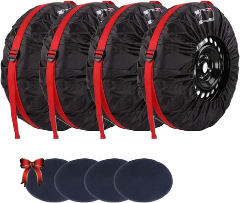 Spare Tire Cover Set of 4 Waterproof with Handle Wheel Storage Bag for SUV Truck Camper Trailer RV Wheel Protector Cover with 4pcs Wheel Felt in Saudi Arabia