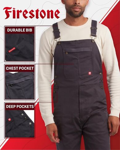 Firestone Men's Overalls - Quilted Lining Twill Water Resistant Bib Overalls Jumpsuit - Insulated Overalls for Men (M-XXL) in Saudi Arabia