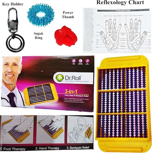 Acupressure Health Care Dr. Roll 3-in-1 ACU Relief Pain Solution for Foot, Hand and Back Pain Relief with Sujok Ring, Power Thumb for Palm and Finger-AR01 in Saudi Arabia