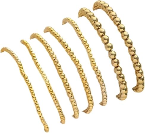 Pingyongchang Gold Plated Beaded Bracelets for Women Delicate Handmade Stackable Elegant Stretch Bead Ball Bracelets Set for Women Party Gifts Jewelry in Saudi Arabia