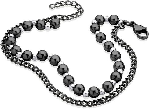 555Jewelry سوار من الفولاذ المقاوم للصدأ على شكل كرة وسلسلة ملفوفة للنساء والسيدات، 7 بوصة + 1 بوصة تمديد in Kuwait