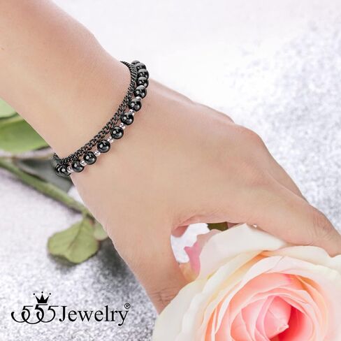 555Jewelry سوار من الفولاذ المقاوم للصدأ على شكل كرة وسلسلة ملفوفة للنساء والسيدات، 7 بوصة + 1 بوصة تمديد in Kuwait