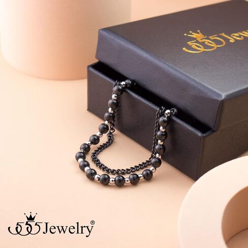 555Jewelry سوار من الفولاذ المقاوم للصدأ على شكل كرة وسلسلة ملفوفة للنساء والسيدات، 7 بوصة + 1 بوصة تمديد in Kuwait