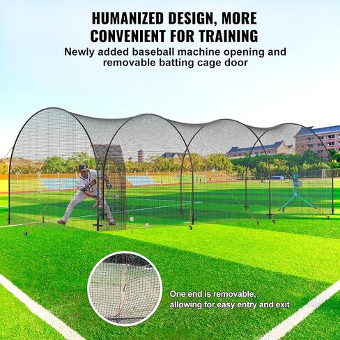 VEVOR Baseball Batting Cage, Softball and Baseball Batting Cage Net and Frame, Practice Portable Cage Net with Carry Bag, Heavy Duty Enclosed Pitching Cage, for Backyard Batting Hitting Training, 33FT in Saudi Arabia