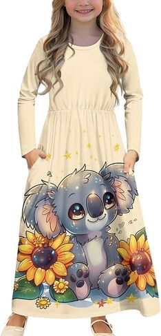 Xhuibop Dresses Girls Long Sleeve Dress Kids Party Dress Fall Dress for Girls in Saudi Arabia