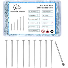20PCS Stainless Steel Hardware Nails with Storage Box, 5Inch Flat Head Nails for Hanging Pictures and Woodworking, Picture Hanging Nails, Long Nails, Wall Nails, Wood Nails, Finishing Nails