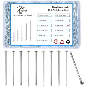 40PCS Stainless Steel Hardware Nails with Storage Box, 4Inch Flat Head Nails for Hanging Pictures and Woodworking, Picture Hanging Nails, Long Nails, Wall Nails, Wood Nails, Finishing Nails