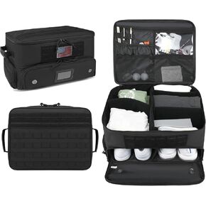 2 Layer Golf Trunk Organizer, Golf Car Locker with Individual Ventilated Compartment for 2 Pairs Shoes, Golf Car Storage Organizer for Balls, Clothes, Tees, Gloves, Accessories