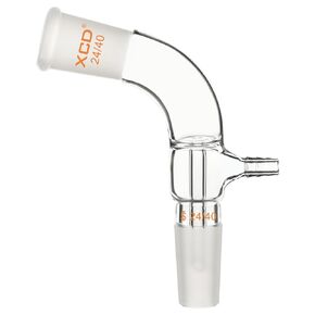 Glass Vacuum Take Off Adapter, 105 Degree Bent Glass Adapter with Short Stem and 24/40 Joints
