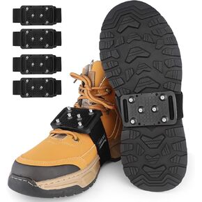 SYOURSELF Ice Cleats Crampons for Shoes and Boots, Rotatable Mid-Sole Traction Cleats Shoe Spikes for Snow and Ice, Non Slip Tungsten Spikes Ice Shoes Grippers for Men Women Winter Indoor/Outdoor