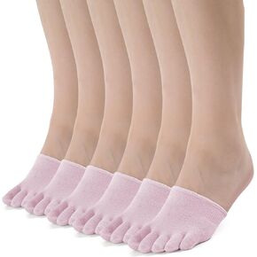 likloks Half Socks for Women Cotton Toe Topper Hidden Non-Slip Toe Separation Liner Socks (6/8 Pairs)
