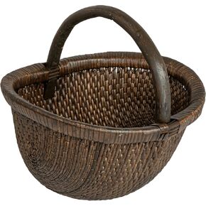 Creative Co-Op Antique Finish Hand-Woven Wicker Basket, Brown