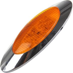 cciyu 4pcs 6.5" 16LED Oval Amber 16LED Side Marker Clearance Lights with Chrome Bezel Truck Panelite Lights Turn Signal Compatible with Peterbilt/Kenworth/Freightliner, Sealed Waterproof