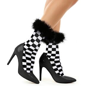 Benefeet Sox Women Plaid Socks Novelty Checked Socks with Feather Top Girls Colorful Feather Crew Socks Crazy Christmas Socks