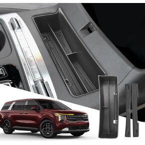 SXCY 2PCS for 2025 Kia Carnival Center Console Organizer for 2025 Kia Carnival Accessories [Front Console Tray + Armrest Organizer] for 2025 Kia Carnival Console Organizer(Front+Armrest Black)