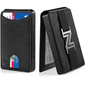 Zitahli Wallet for Men Card Holder - Slim Metal RFID Blocking Bifold minimalist Mens Wallet Pop Up Credit Card Case with Gifts Box