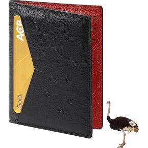Light Brown Genuine Ostrich Leather Slim Bifold Wallet Double Side Exotic Wallet Multiple Pocket Holder Passcase RFID Blocking Security Handmade Gift For Men VINAMOS-06