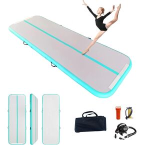 Inflatable Air Gymnastics Mat Training Mats 6.6ft/10ft/13ft/16ft/20ft Air Tumbling Mat Tumble Track with Air Pump for Gym Training Yoga Cheerleading Tumble Water Gymnastics