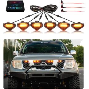 Grill Lights for Nissan Frontier Pathfinder 2005 2006 2007 2008 LED Grill Lights Front Grille Light for 2rd Gen Frontier Accessories 6Pcs (White)