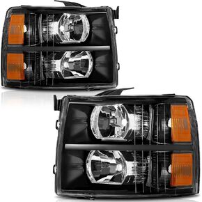 No-fogging Headlight Assembly Compatible With 07 08 09 10 11 12 13 Chevy Silverado 1500 / 2500HD / 3500HD & 2014 Old Body Style Passenger And Driver Side