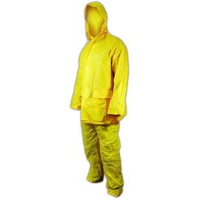 MAGID 4521XXL RainMaster Economical Vinyl 3 Piece Rain Suit with Zipper Jacket and Elastic Waist, 2XL, Yellow