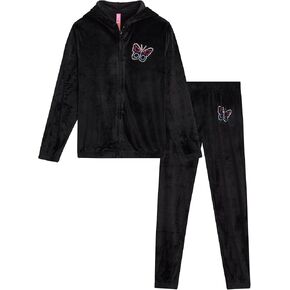 Dreamstar Girls' Jogger Set - 2 Piece Full Zip Up Velour Hoodie and Jogger Pants for Girls - Cozy Girls Athletic Set (7-16)