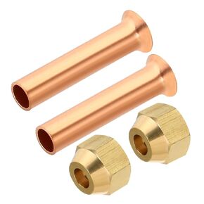 PATIKIL 1/4" (6.35mm) ID Copper Tube Flare Fitting with Nuts, 2 Pcs Straight Copper Coupling Welding Joint Pipe Fitting for Refrigeration Tubing 29mm