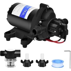 RV Fresh Water Pump,3.0GPM 45 PSI Self-priming Water Pressure Pump,12V Diaphragm Pump with Adjustable Pressure Switch for Yacht,Camper,Marine,Sprinklers,Faucets