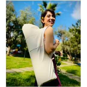 Yoga Mat Bag with min pocket for 8mm Thick Mats (Up to 0.3'') – 100% Raw Cotton Yoga Mat Bags Carrier, Fits Most Yoga & Pilates Mats, Minimalist Design