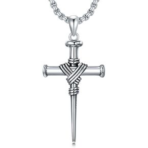 Nail Cross Necklace 925 Sterling Silver Two-tone 3 Nail Cross Pendant Christian Jewelry for Men Christmas Birthday Valentines Gifts