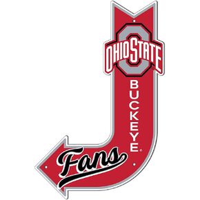 Hangtime Ohio State Garage J Sign, Vintage Metal Collegiata Wall Art Decor, 11.5 in. x 17.5 in, Fan gear