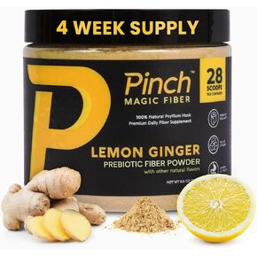 Pinch Magic Fiber | Prebiotic Fiber Supplement for Women & Men | Psyllium Husk Powder for Digestive & Gut Health Support | Keto, Vegan, Sugar Free Fiber Powder | USA-Made | Tropical, 28-Day Supply