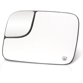 For Dodge Ram 2500/3500 2003 2004 Mirror Glass Passenger Side Heated All Cab Types w/Towing Package w/Backing Plate Flat Glass Type Full Size Replacement For 5086218AA CH1325120