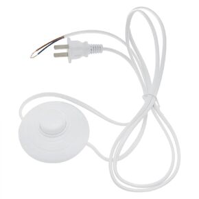 Foot Pedal Floor White Foot Switch Circular Inline Light Switch Control Foot Switch with 1.8m Flat Plug for Cable and Wire 1PCS