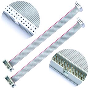 IDC Cable IDE Flat Ribbon Cable 10/14/16/20/26/30/34/40 Pin Ribbon Cable IDC Cable Connector, Male to Female IDE Extension Cable 50CM Length FC 26-Pin 2Pcs(KS-MF26)