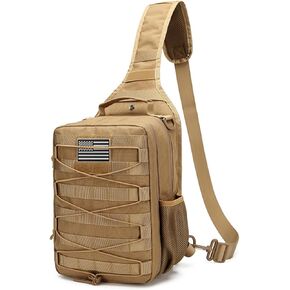 Tactical molle Single Shoulder Bag - Large Capacity Multi-functional Backpack for Daily Using or Hiking, Traveling(Black)