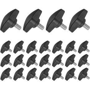Tee Wing Knobs Thumb Screw, M6 x 12mm Male Thread, Plastic T Thumb Clamping Screw Threaded Stud Hand Knobs Grip, (Applications: for Machinery Lathes), 25-Pieces