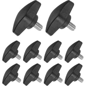 Tee Wing Knobs Thumb Screw, M6 x 10mm Male Thread, Plastic T Thumb Clamping Screw Threaded Stud Hand Knobs Grip, (Applications: for Machinery Lathes), 10-Pieces