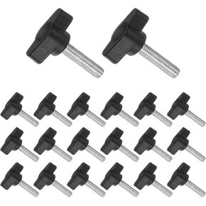 Tee Wing Knobs Thumb Screw, M6 x 25mm Male Thread, Plastic T Thumb Clamping Screw Threaded Stud Hand Knobs Grip, (Applications: for Machinery Lathes), 20-Pieces